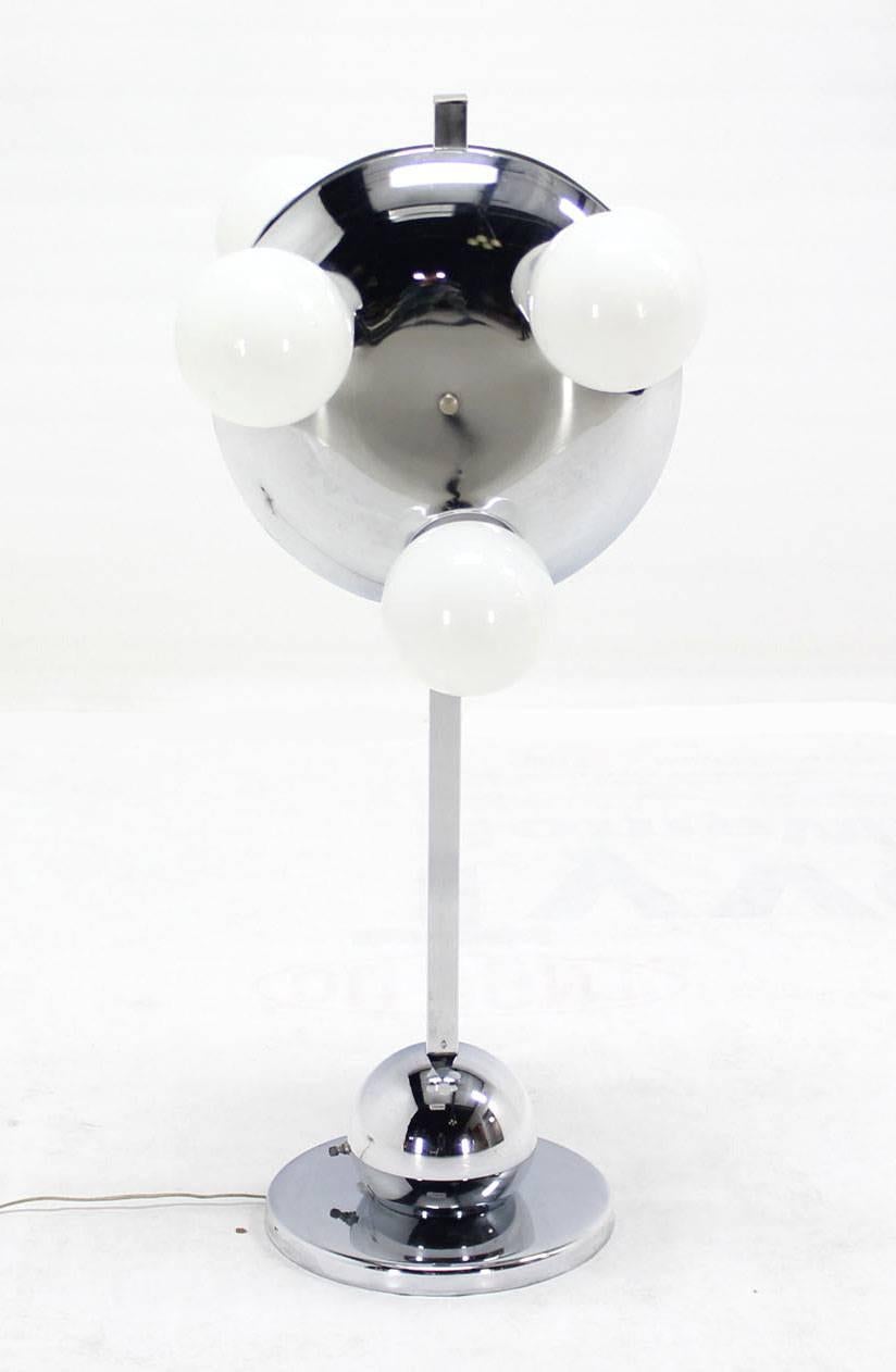 Polished Unusual Six Globe Chrome Disc Mid Century Modern Table Lamp Symmetrical  For Sale