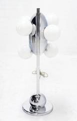 Unusual Six Globe Chrome Disc Mid Century Modern Table Lamp Symmetrical