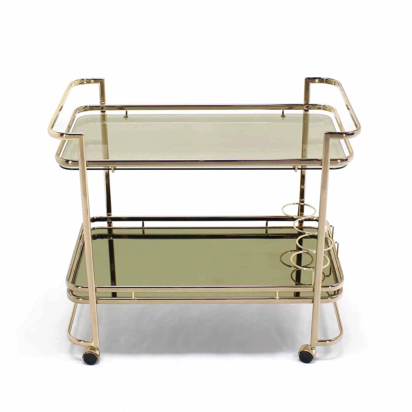 Very nice toned glass gold finish mid century modern cart. Welded and polished assembly/design.