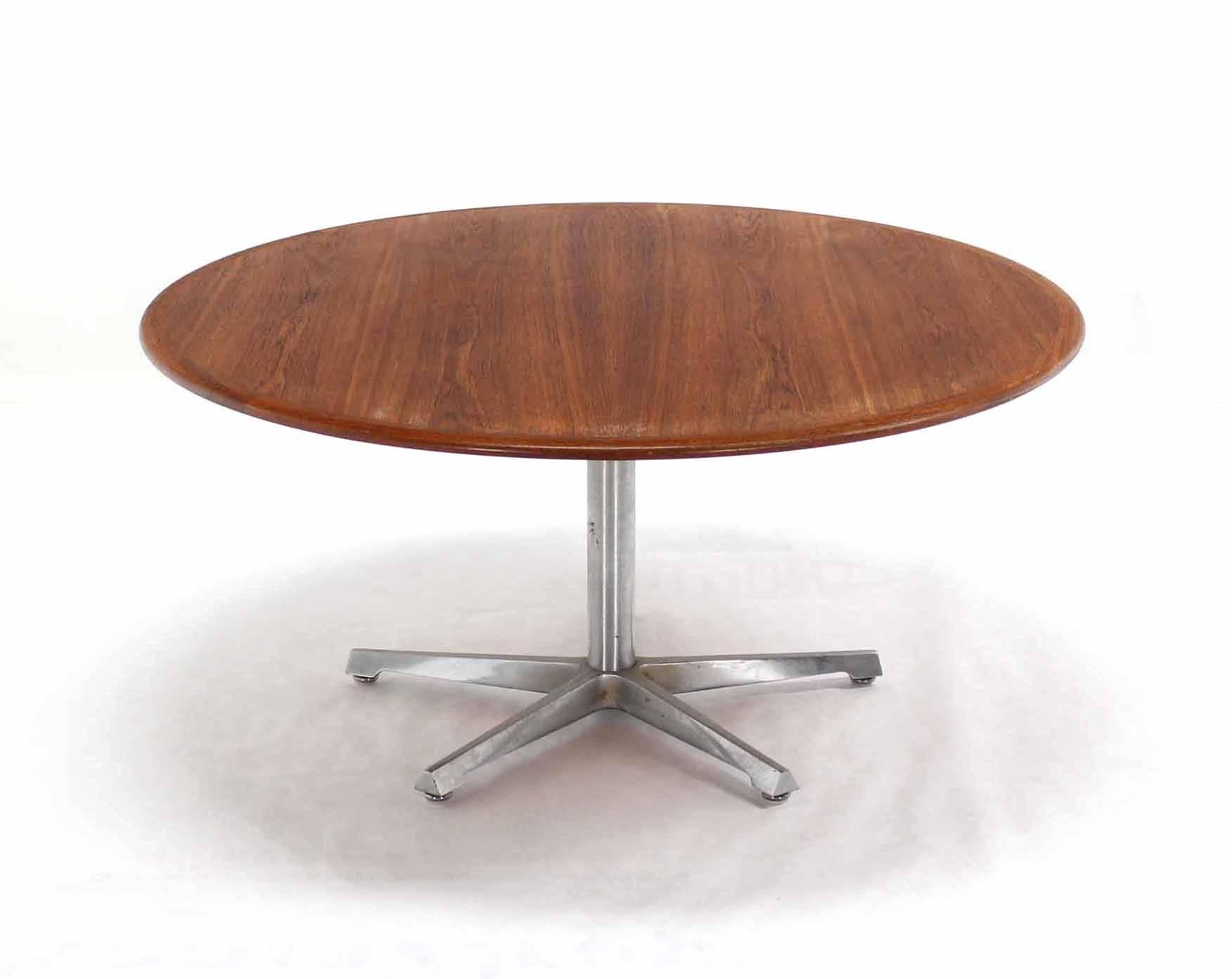 Mid-Century Modern Hi Lo Convertible Coffee Dining Dinette Teak Table on 5 Point Star Base.