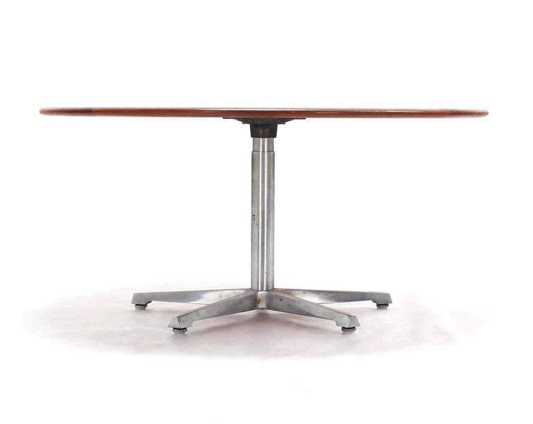 Lacquered Hi Lo Convertible Coffee Dining Dinette Teak Table on 5 Point Star Base.