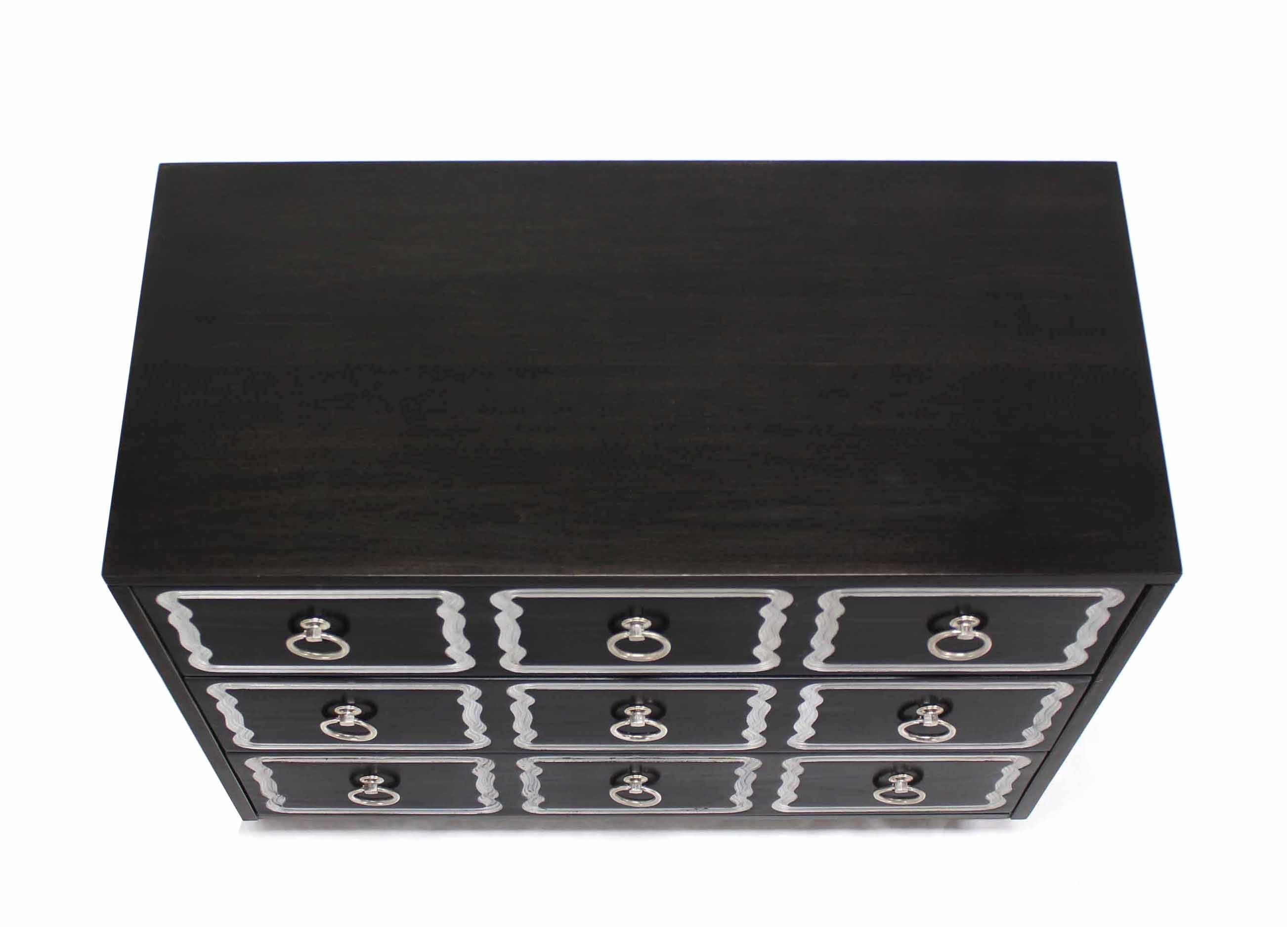 black and silver chest of drawers