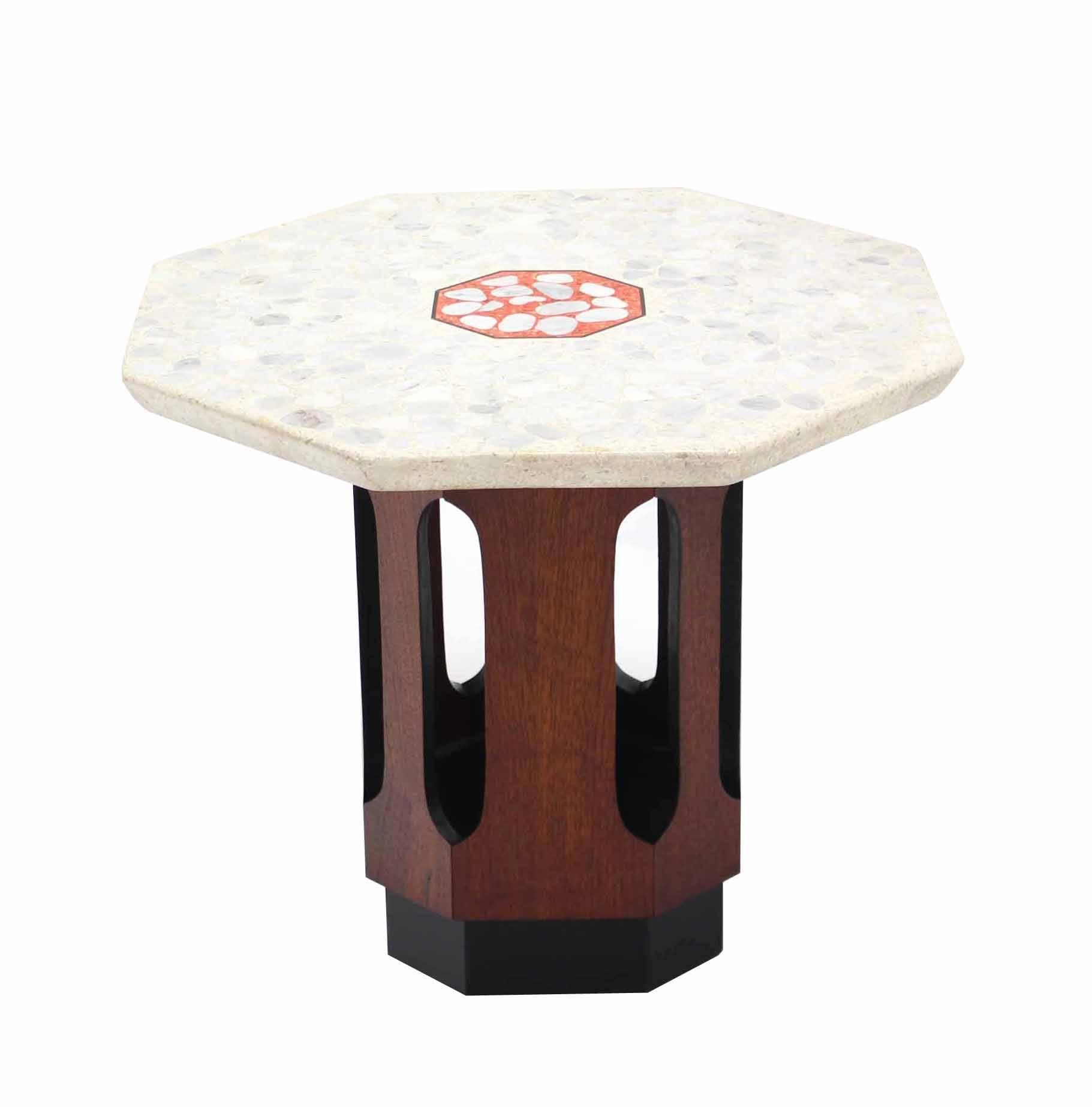 travertine top side table