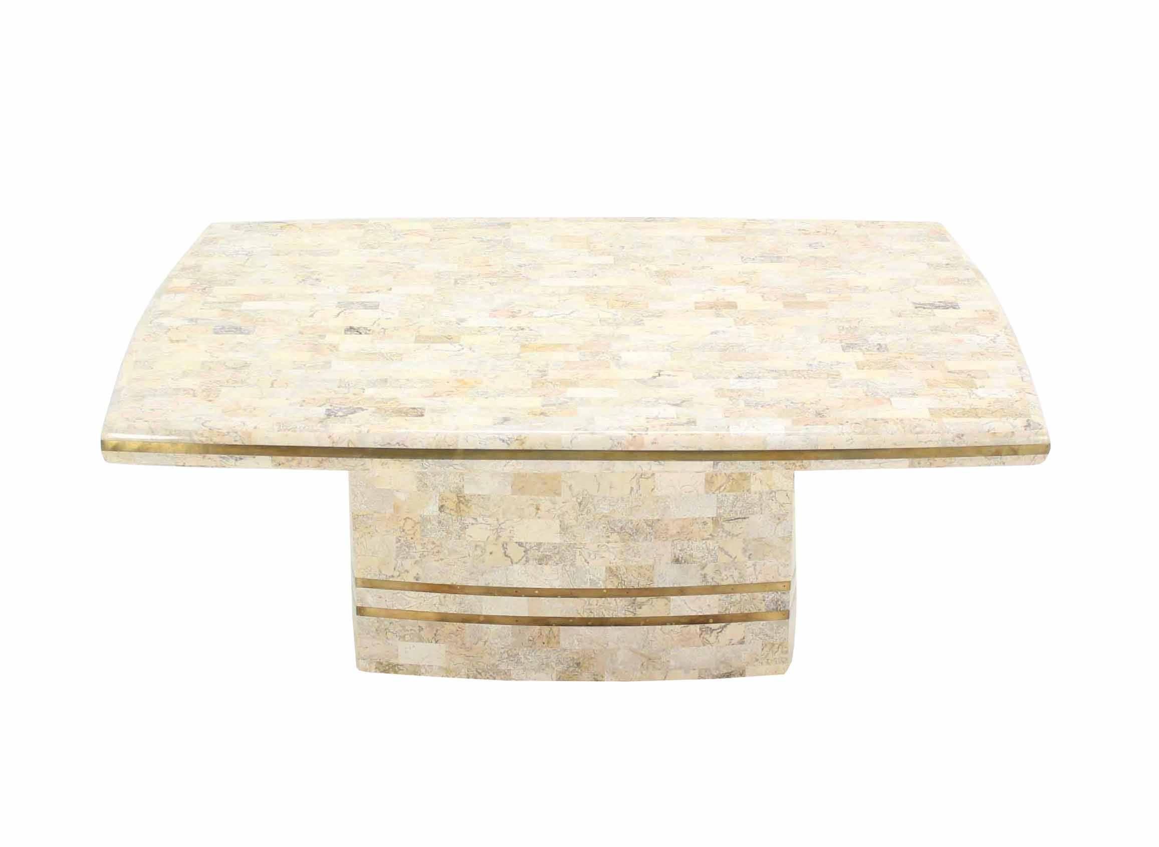  Mid Century Modern tessel stone work rounded edge square coffee table by Maitland Smith.