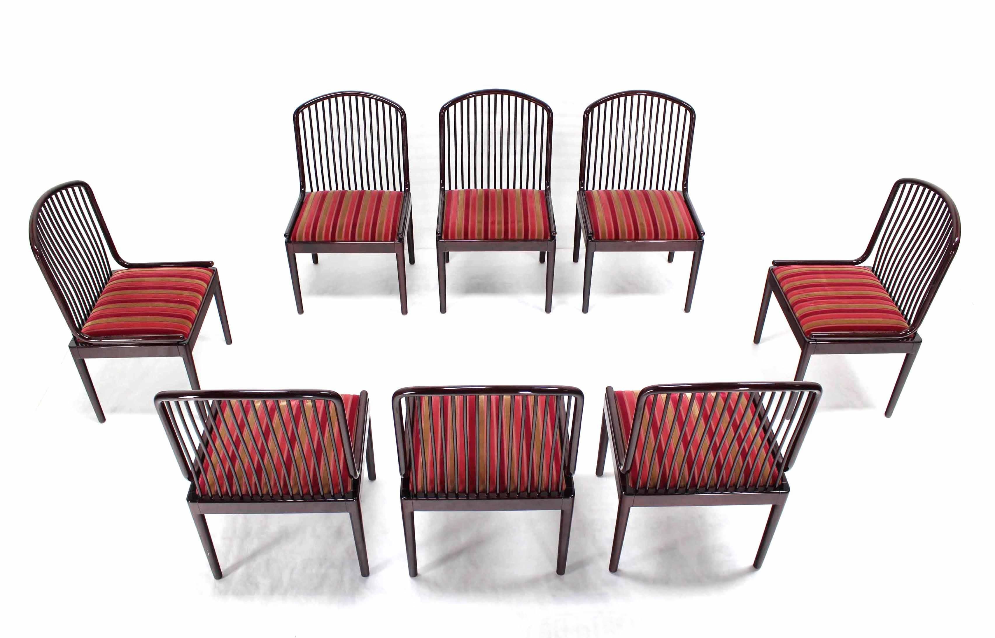 Mid-Century Modern Set of Eight Spindle Back Lacqured Mid Century Modern Dining Chairs by Stendig