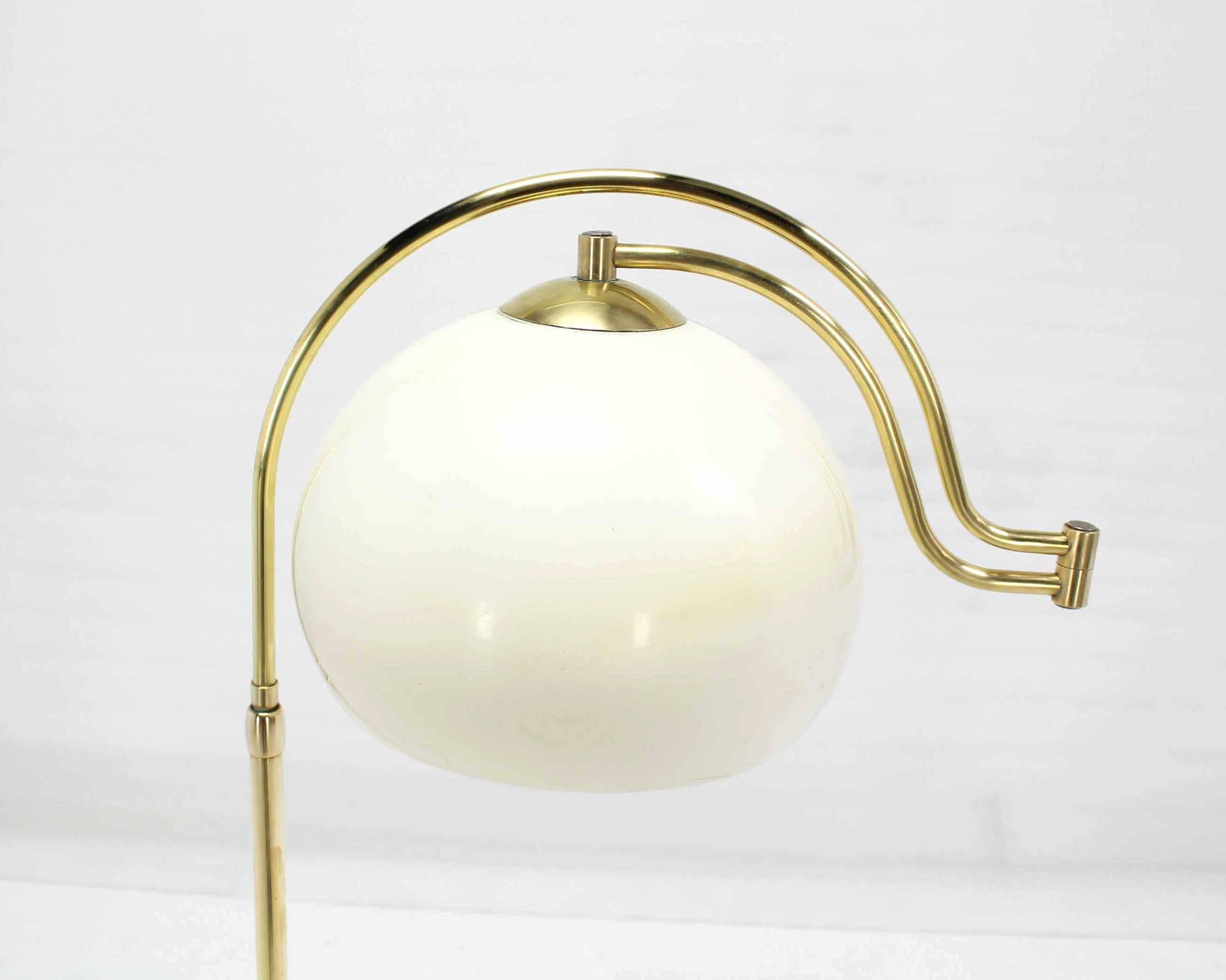Mid-Century Modern Fully Adjustable Mid Century Modern Brass Base Floor Lamp Globe Shade For Sale