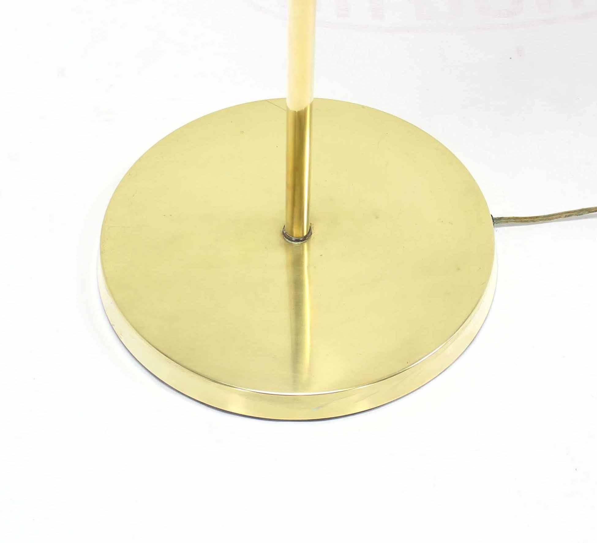 American Fully Adjustable Mid Century Modern Brass Base Floor Lamp Globe Shade For Sale