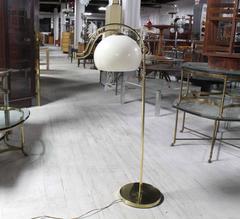 Fully Adjustable Mid Century Modern Brass Base Floor Lamp Globe Shade
