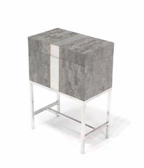 Mid Century Modern Tessellated Stone Chest Small Trunk on Base by Maitland Smith