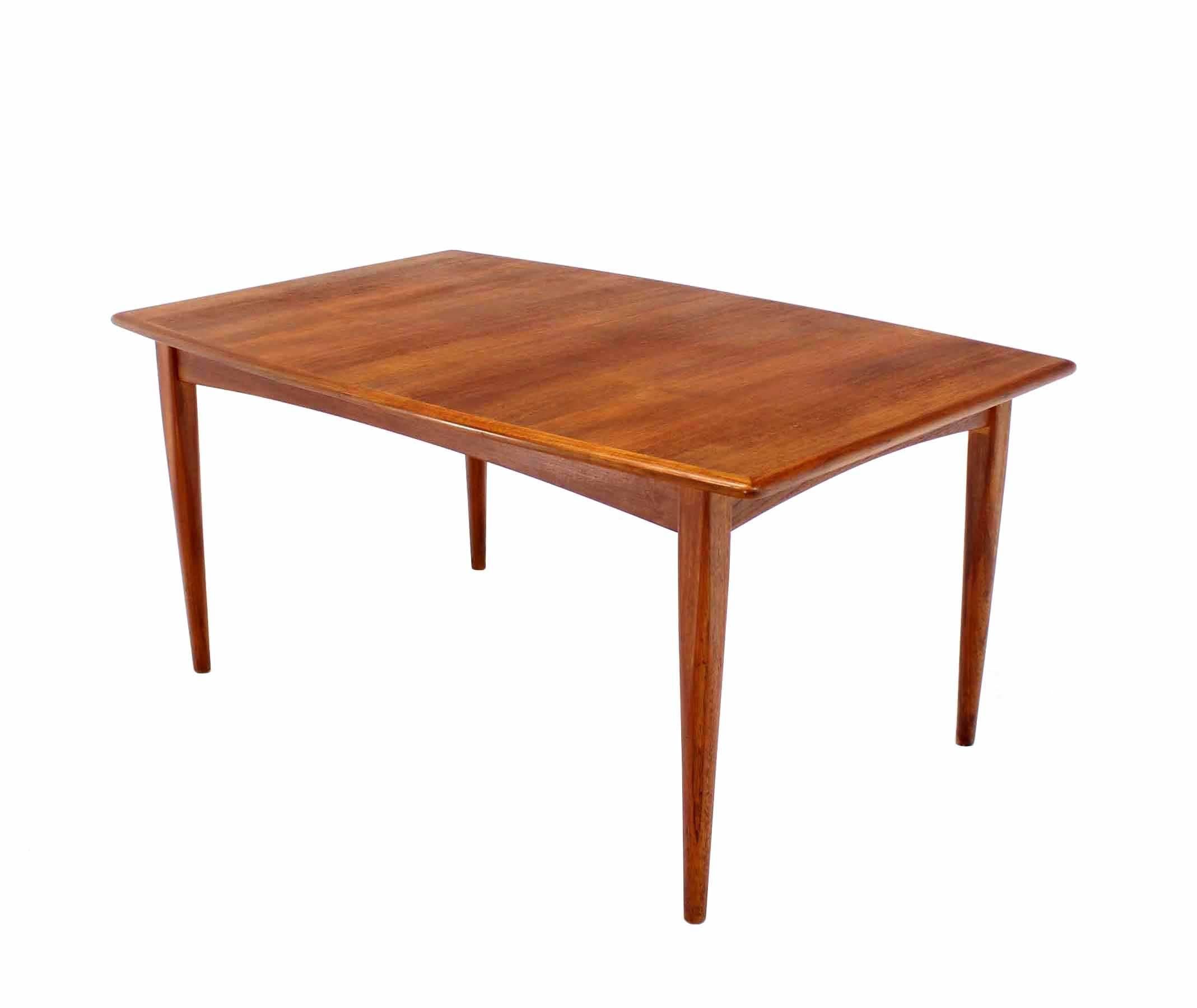 Mid-Century Modern Danish Modern Teak Boat Shape Dining Table with Two Pop-Up Leafs Extension Board For Sale