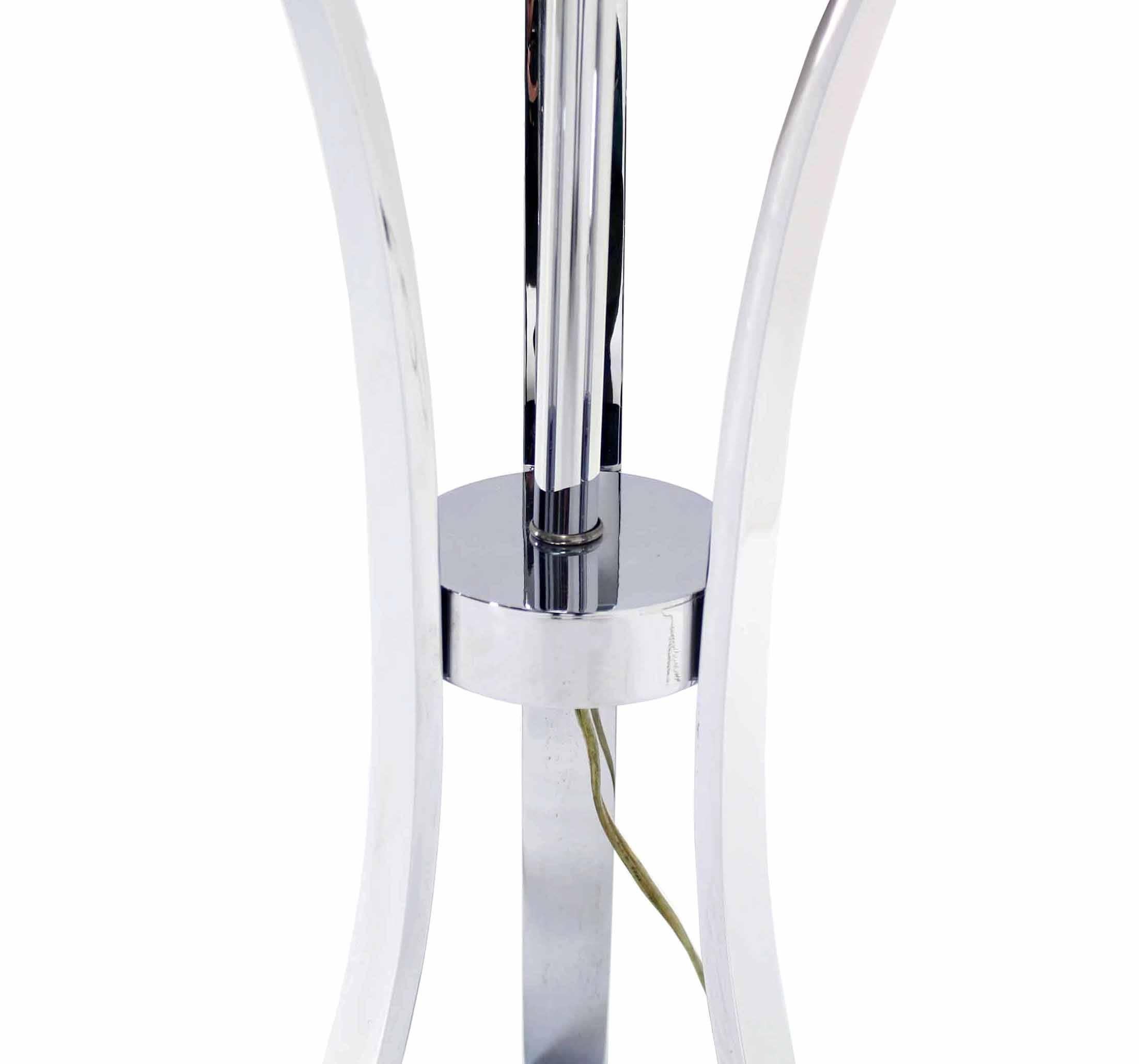 Polished Modern Chrome Floor Lamp Round thick Glass Side Table  For Sale