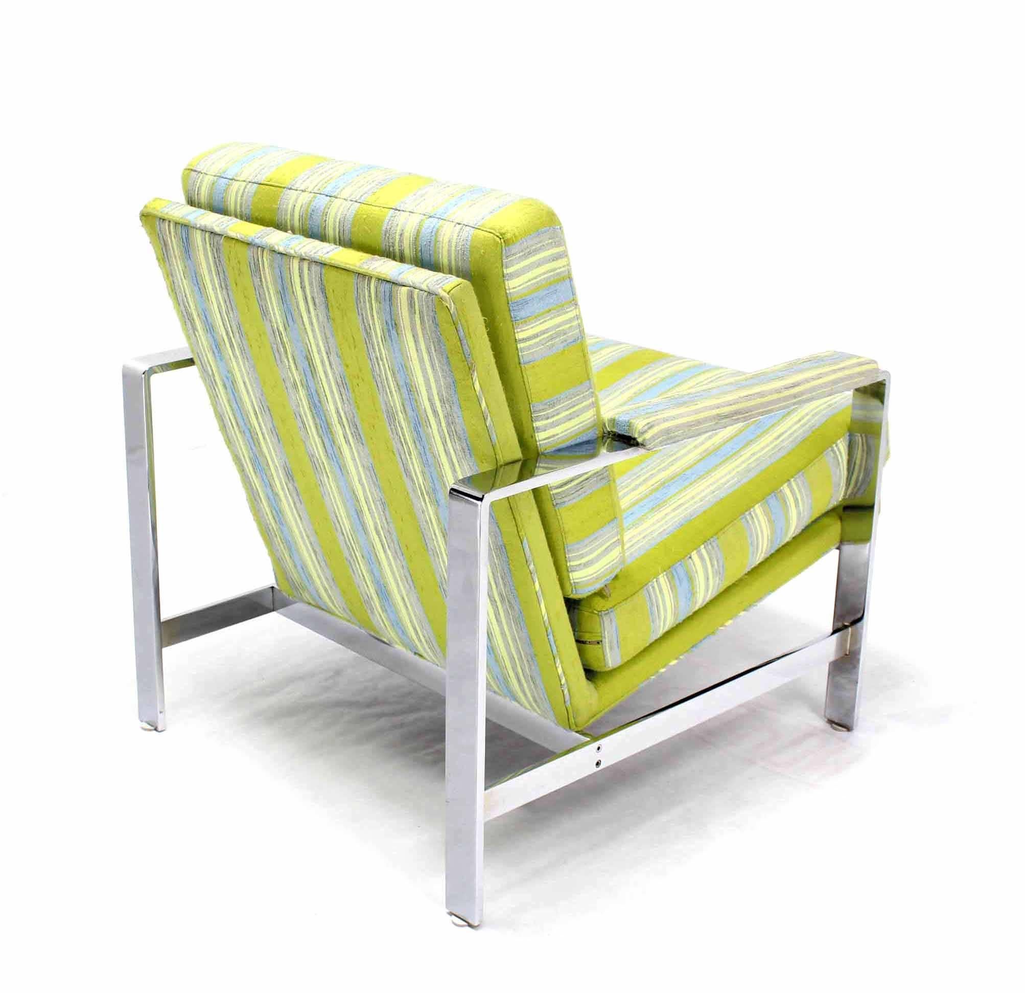 Very nice Mid-Century Modern stainless steel frame lounge chair.