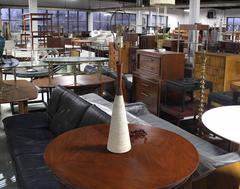 Mid-Century Modern Pottery and Walnut Table Lamp