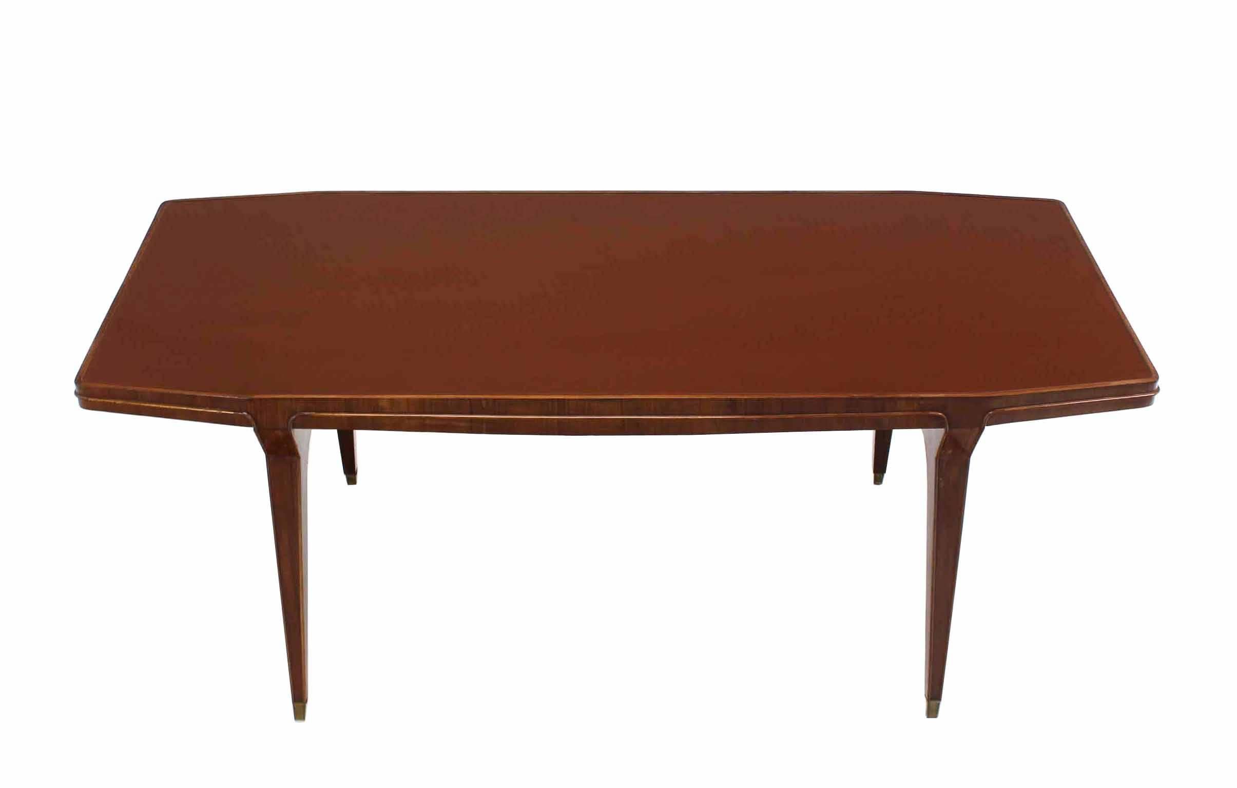 20th Century Large Italian Modern Walnut Dining Conference Tapered Legs Table Boat Shape For Sale