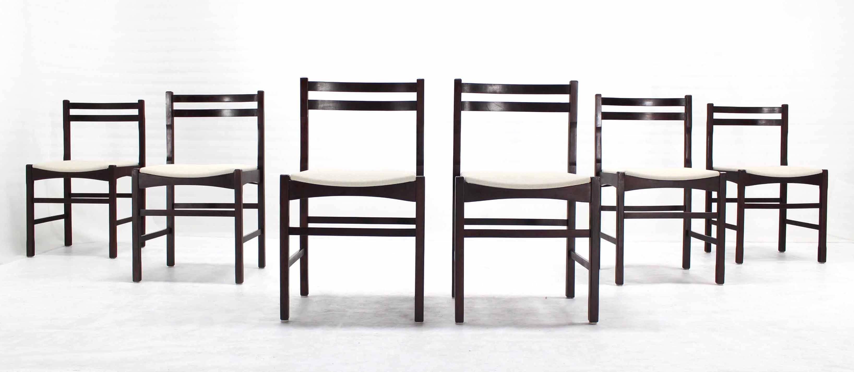 Six Mid Century Danish Modern Rosewood Dining Chairs New Upholstery  For Sale 1