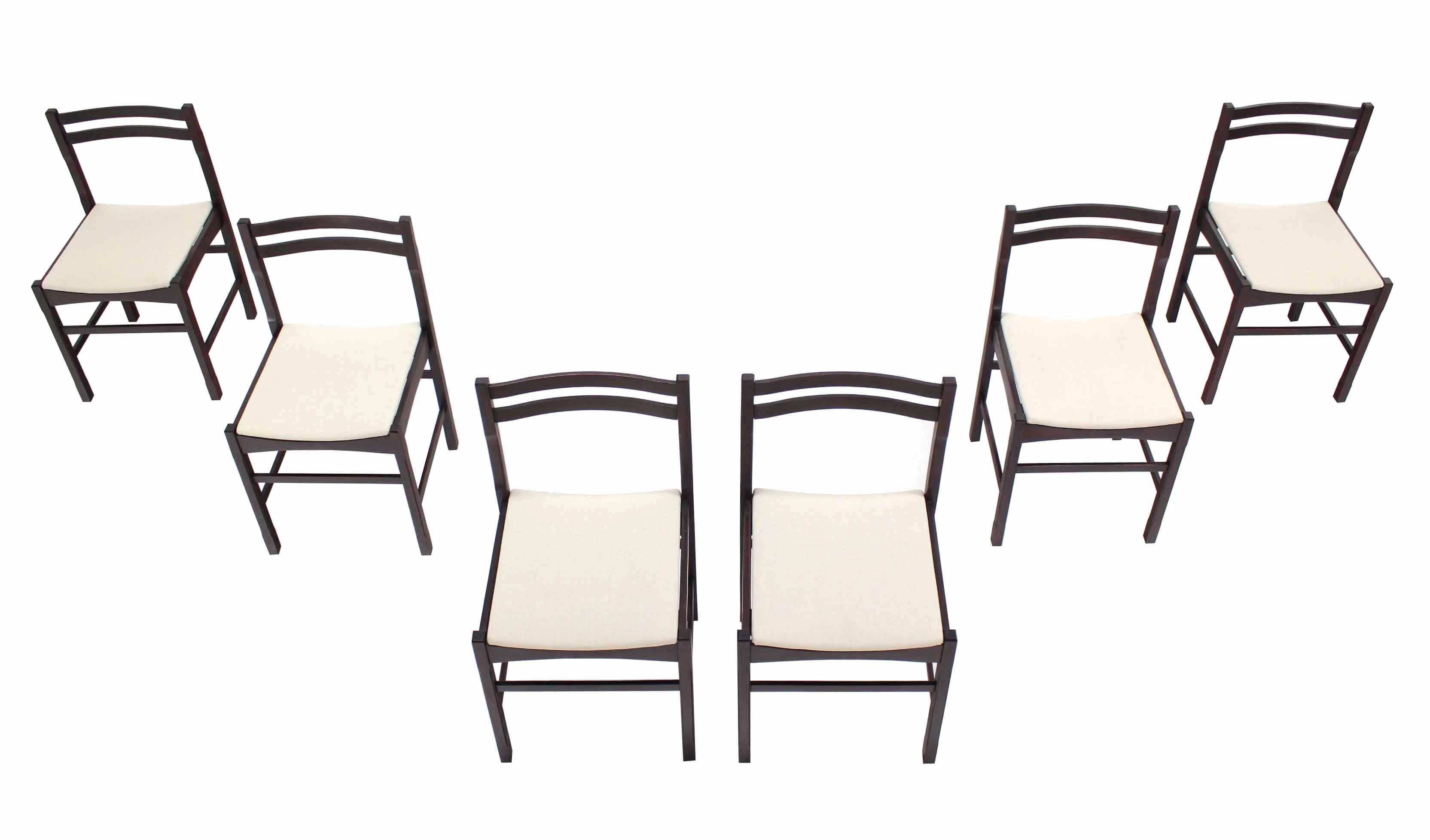 Lacquered Six Mid Century Danish Modern Rosewood Dining Chairs New Upholstery For Sale