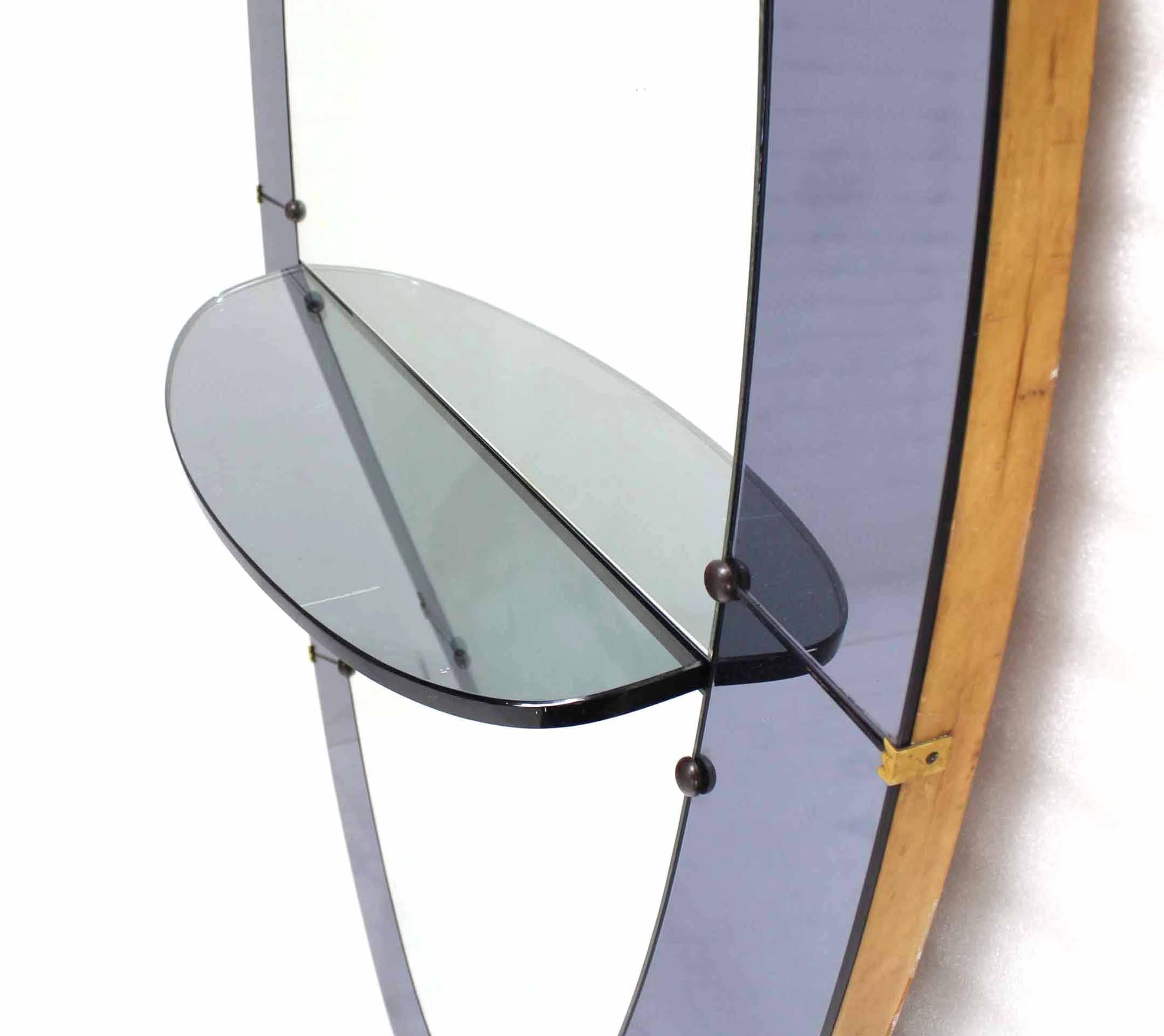 American Large Seven Feet Tall Oval Cheval Art Deco Floor Mirror with Shelf Vanity