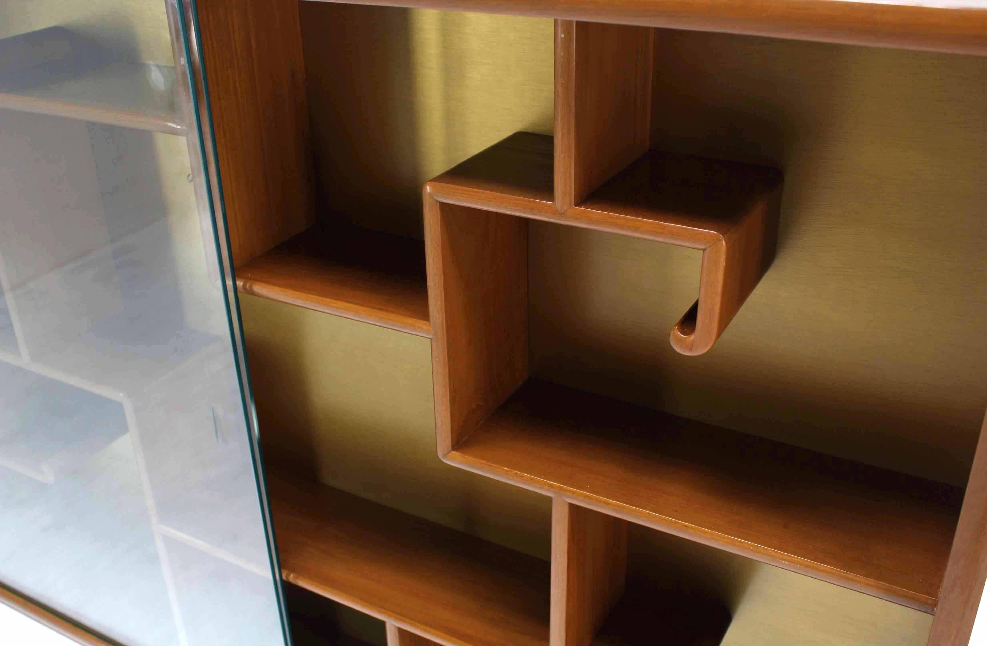 Oriental Asian inspired Hanging Bookcase Shelf w/ Glass Doors Solid