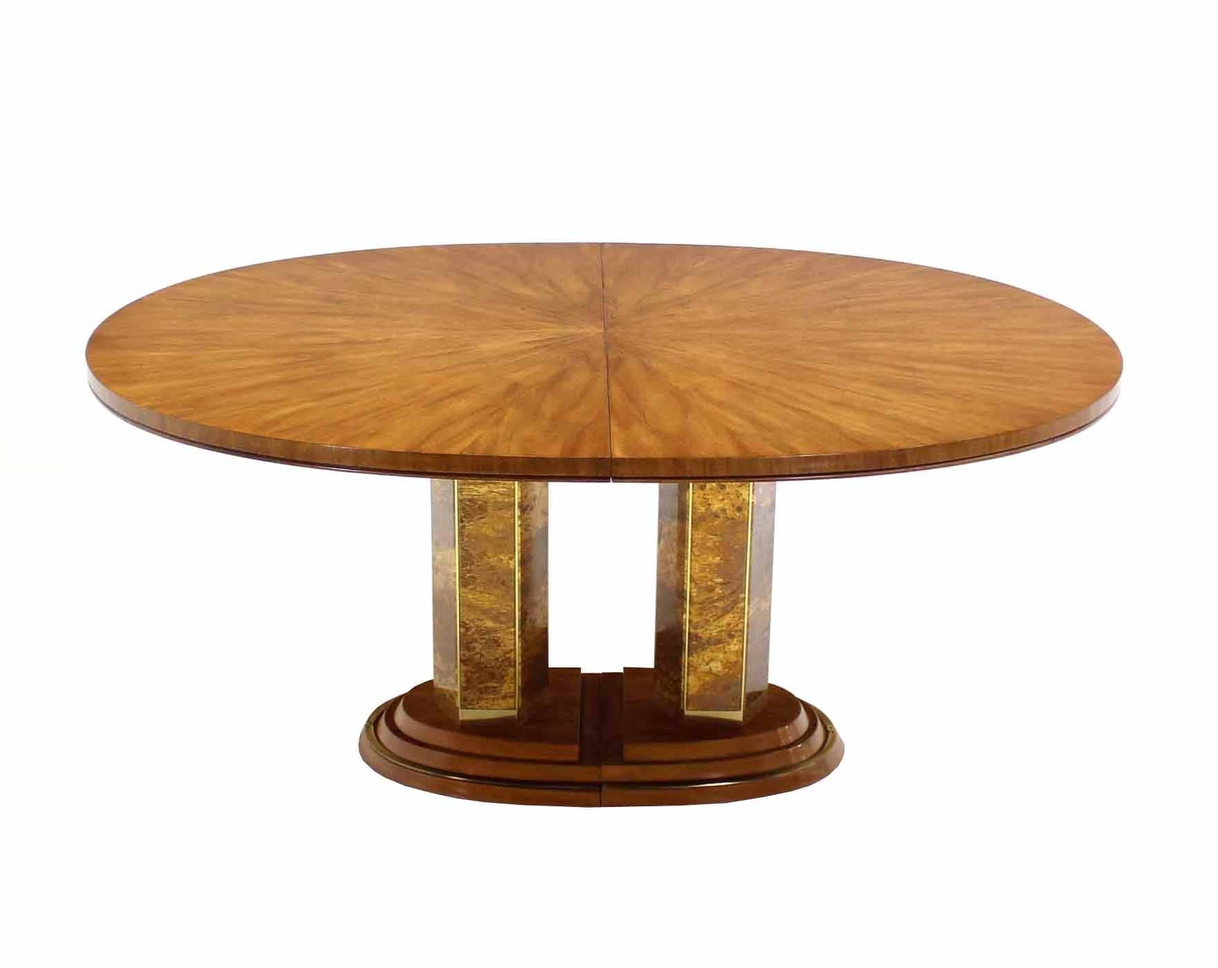 Brass Oval Dining Satinwood Table by Drexel w/ Two Extension Boards Leafs