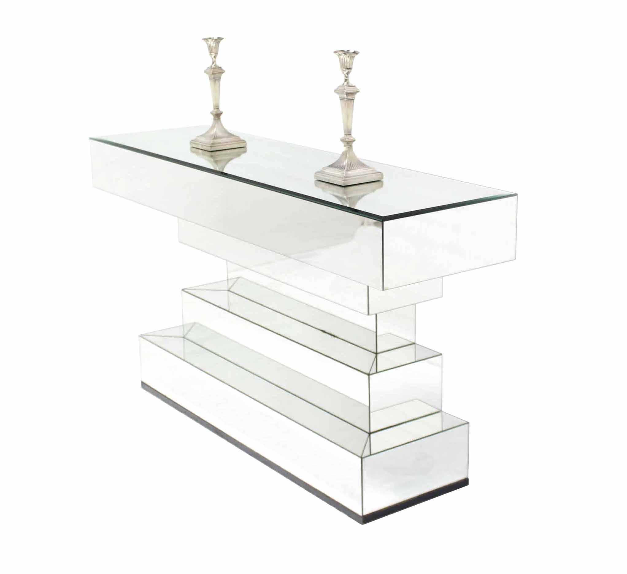 American Mirrored Step Base Console Table