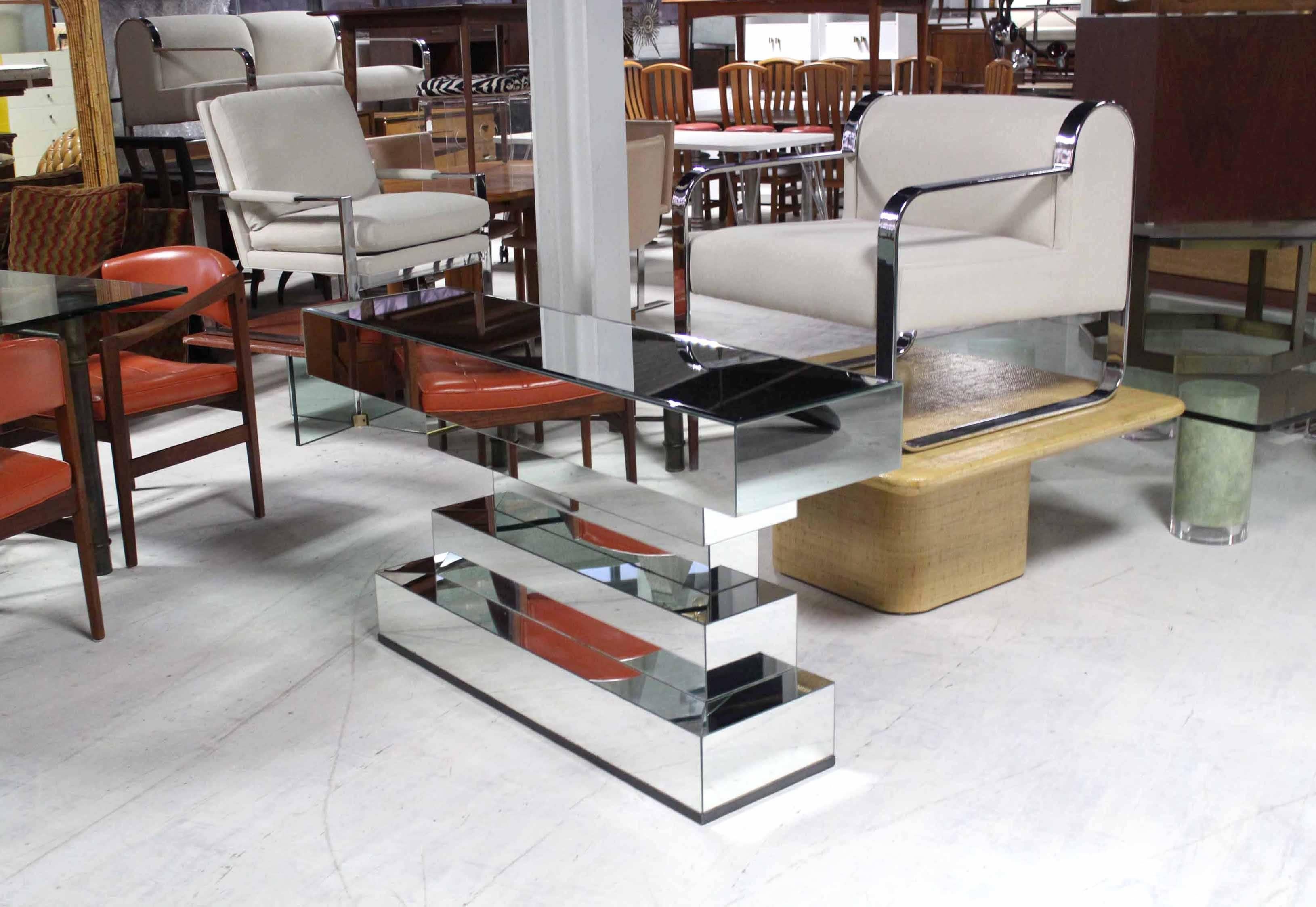 Nice modern mirrored console or sofa table.