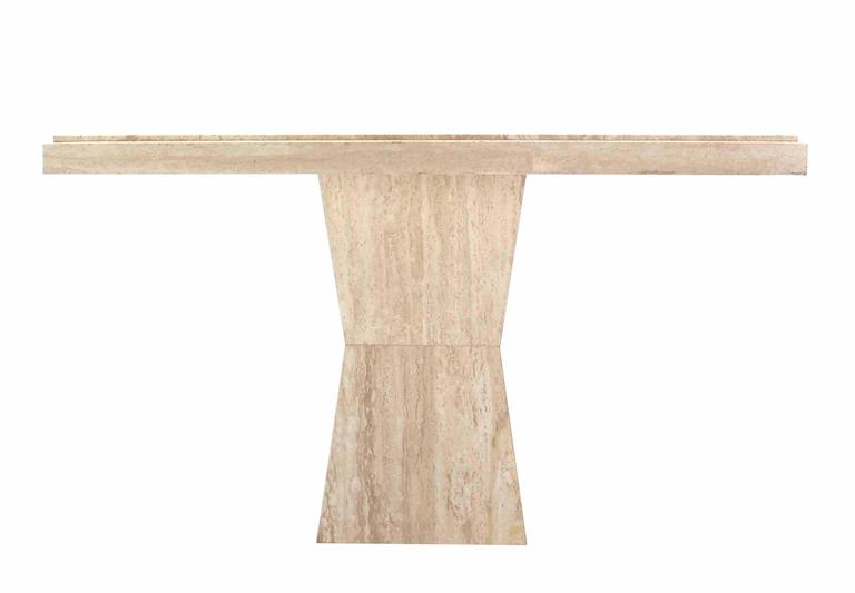 44 Inch Square Travertine Game Table on Double Tapered Base at 1stDibs