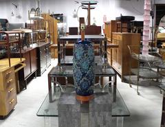 Large Mid Century Modern Turquoise Terra-cotta Glazed Table Lamp