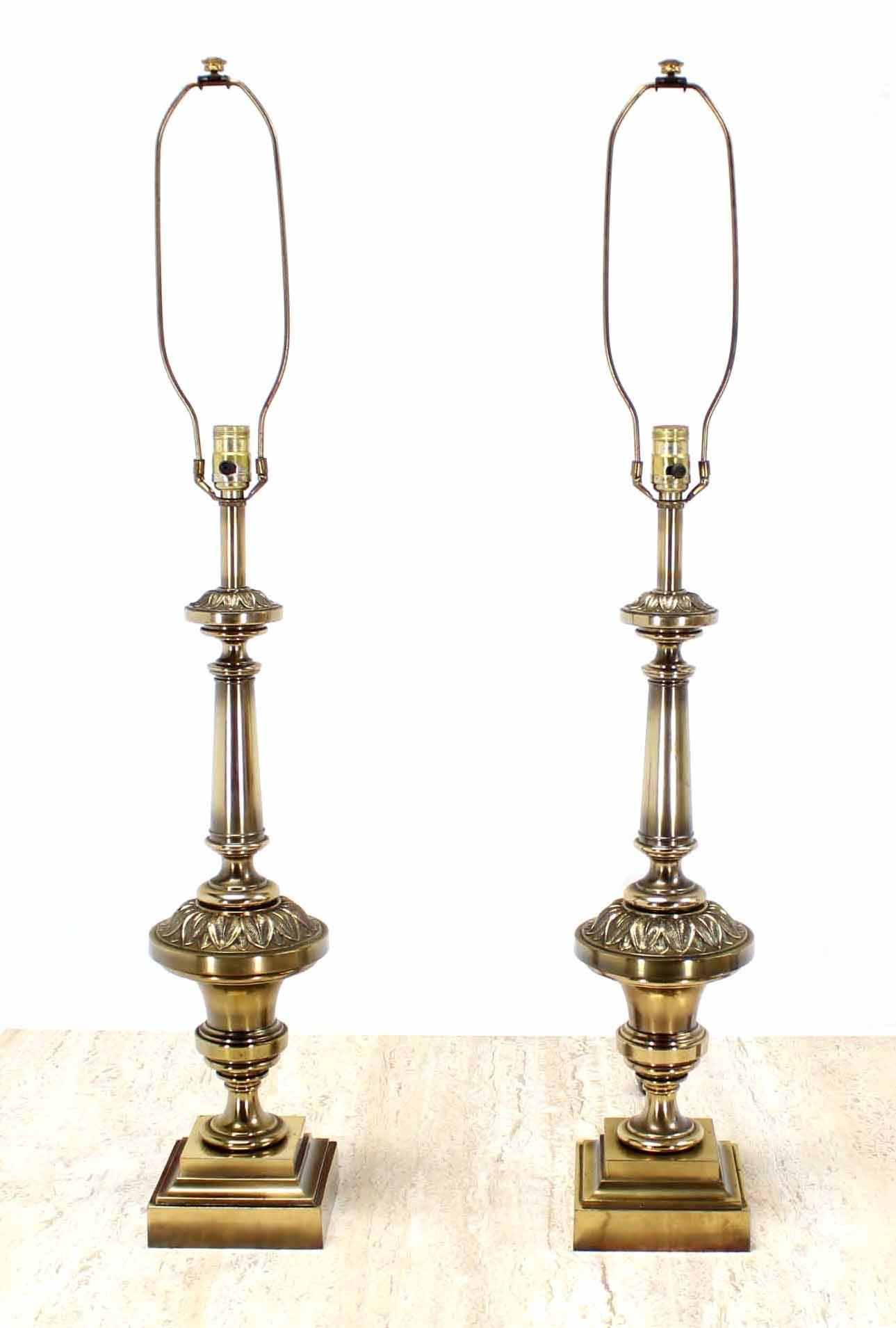 Lacquered Pair of Brass Stiffel Table Lamps