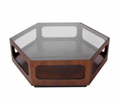 Beautiful Hexagon Oiled Walnut Base Coffee Table