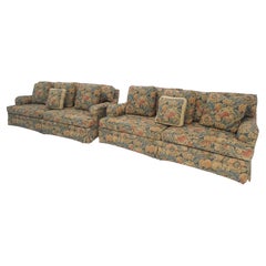 Baker Matching Pair of Two Floral Pattern Three Seater Traditional Sofas MINT!