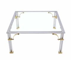 Chrome Brass Glass Top Square Coffee Table