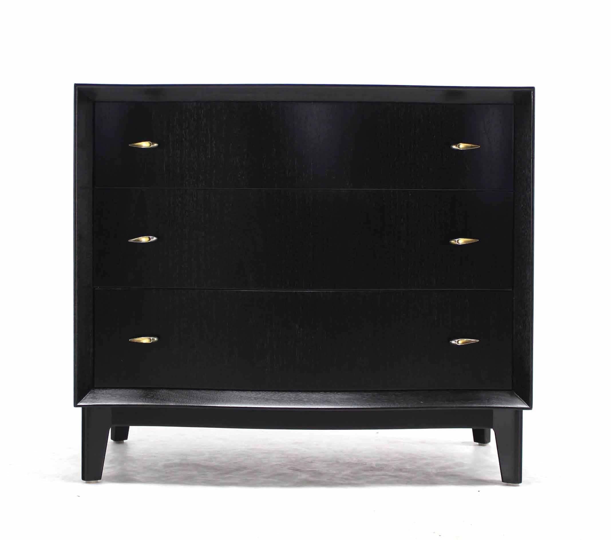 American Mid Century Modern Ebonized Bachelor Chest of Drawers Concave Front