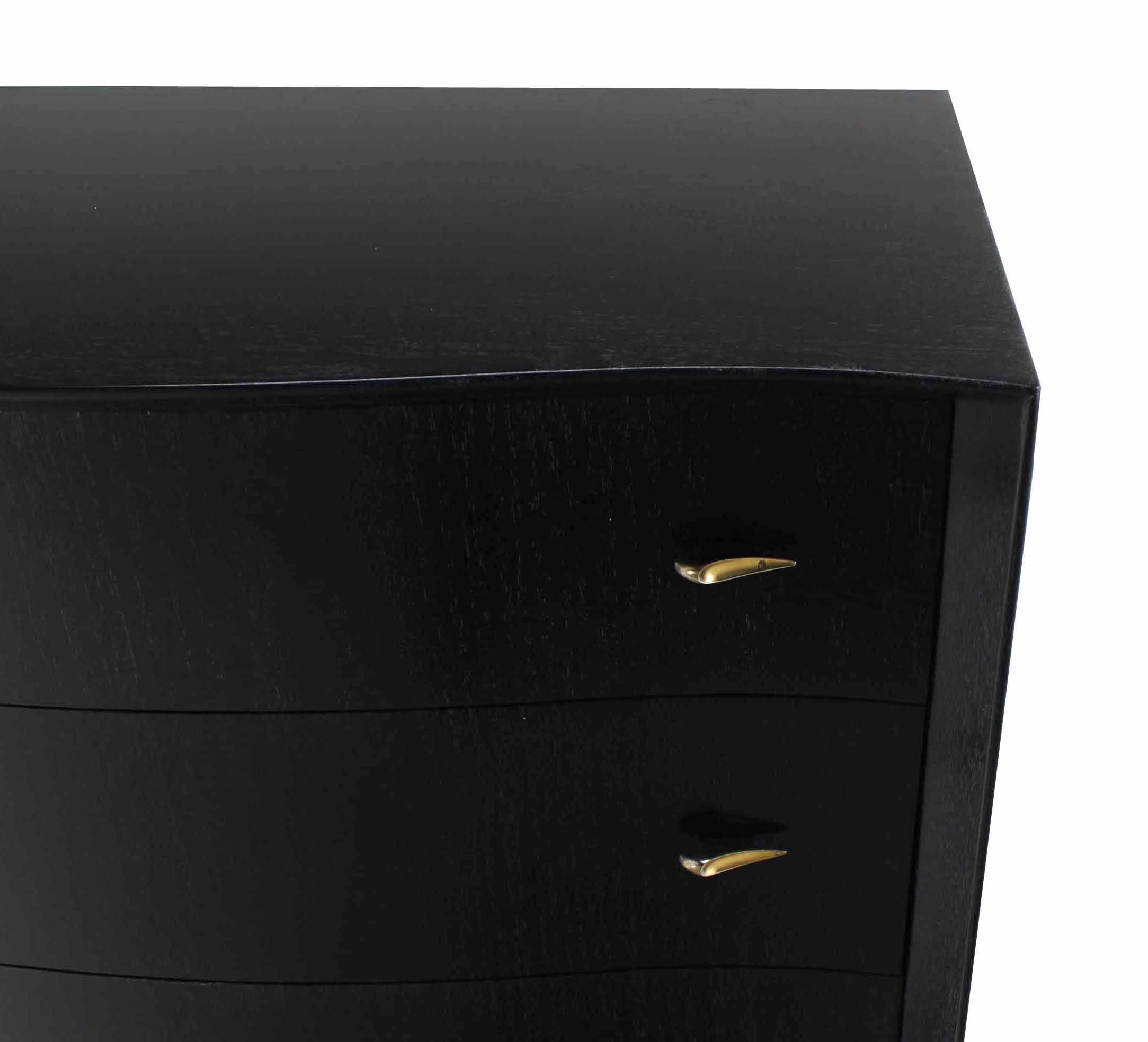 Mid-Century Modern Mid Century Modern Ebonized Bachelor Chest of Drawers Concave Front