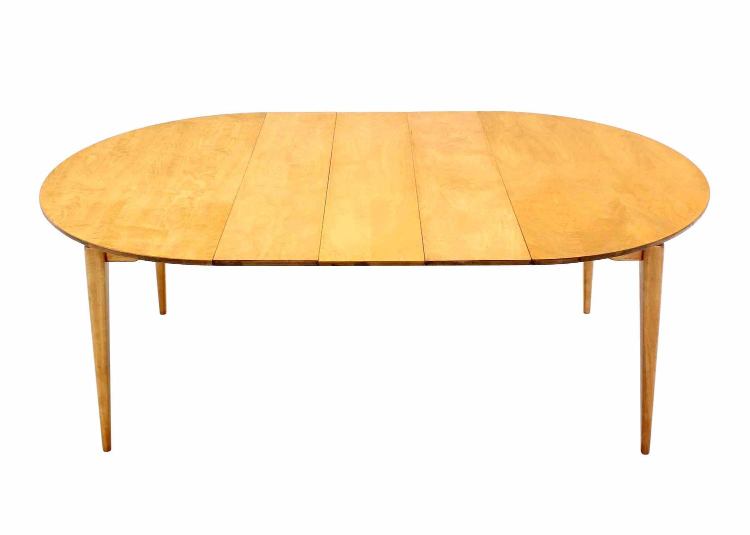 Round Birch Dining Table with Three Leaves For Sale at 1stdibs