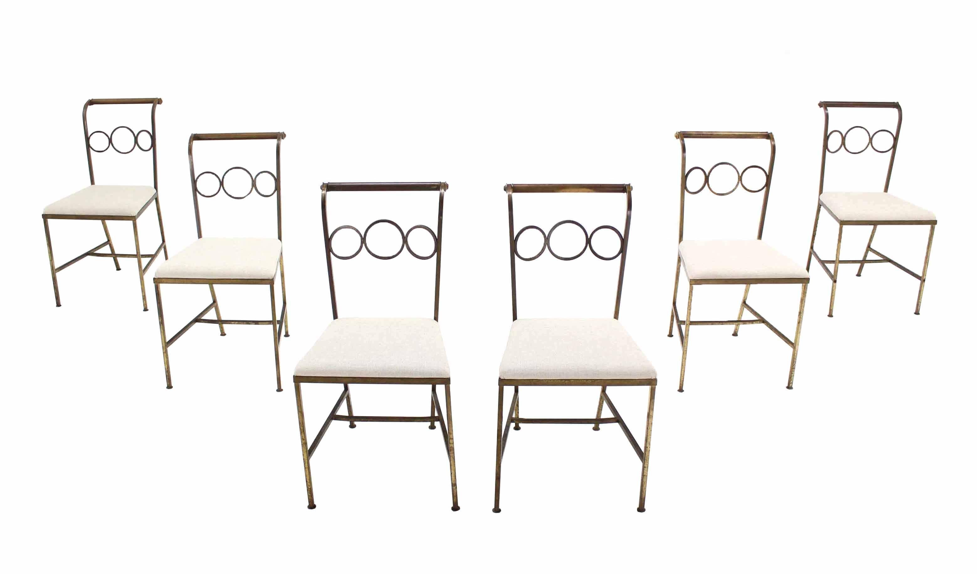 Set of rare design brass chairs. Low profile HEAVY brass dining chairs. 
