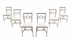 Satz von sechs seltenen Esszimmerstühlen aus Messing