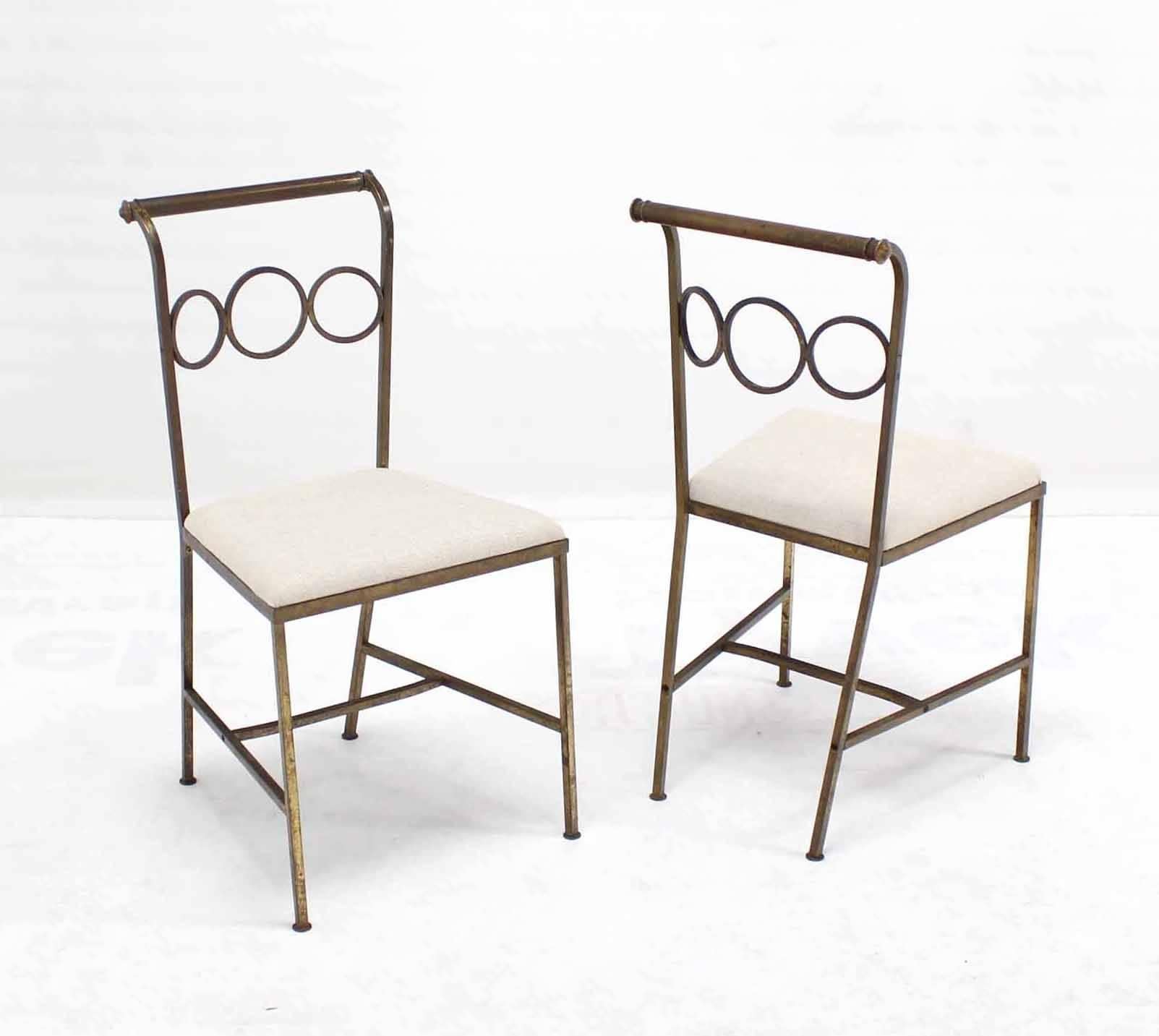 French Set of Six Rare Brass Dining Side Chairs For Sale