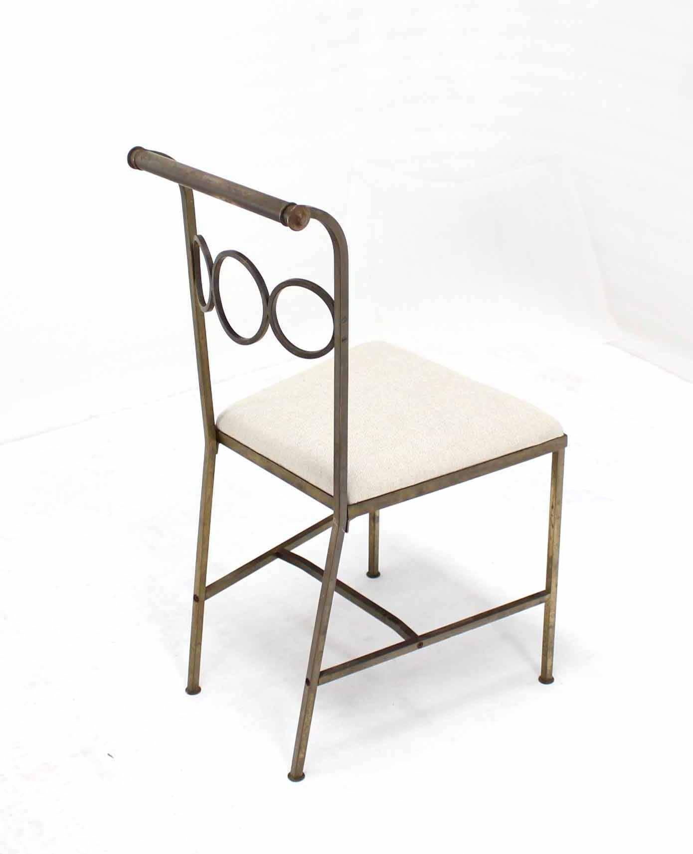Set of Six Rare Brass Dining Side Chairs For Sale 2