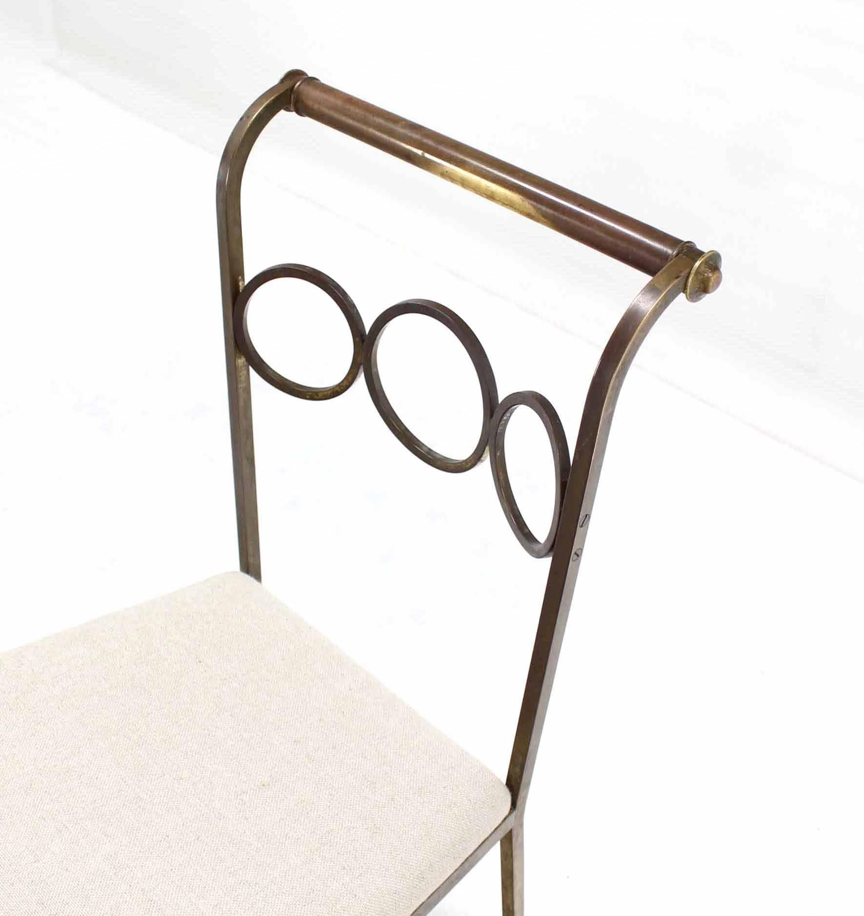 Set of Six Rare Brass Dining Side Chairs For Sale 1
