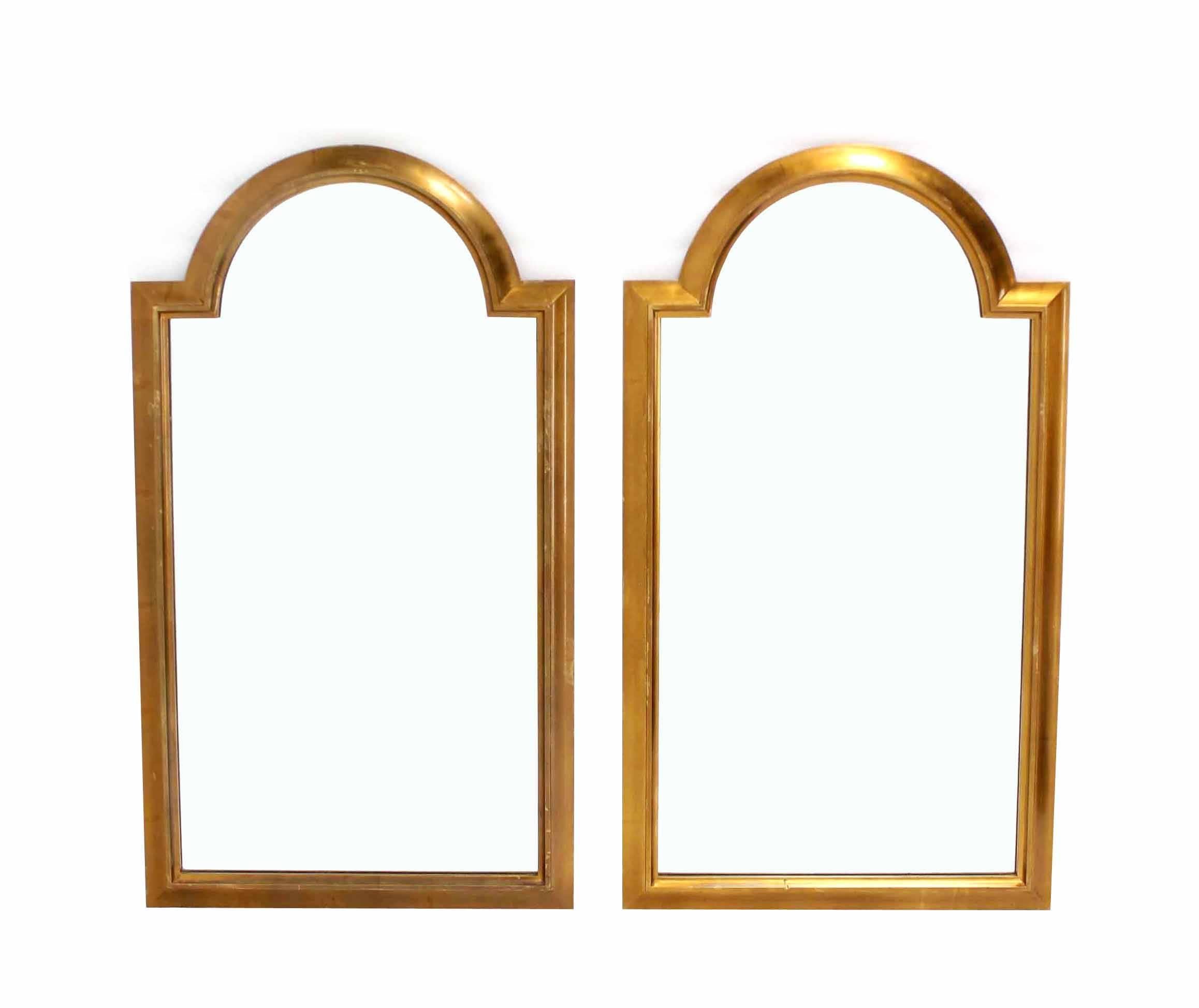 Pair of nice vintage LaBarge rectangular shape arch crowns mirrors.