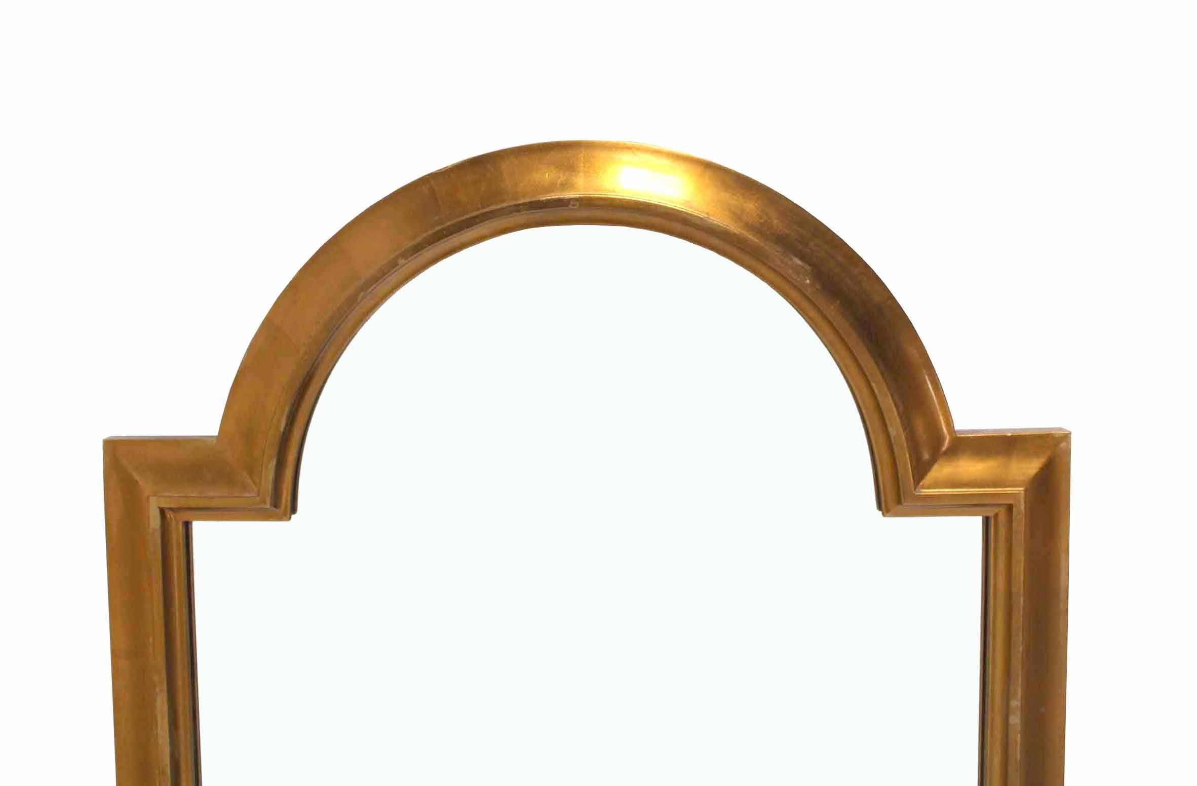 American Pair of Gold LaBarge Rectangle Arch Top Mirrors