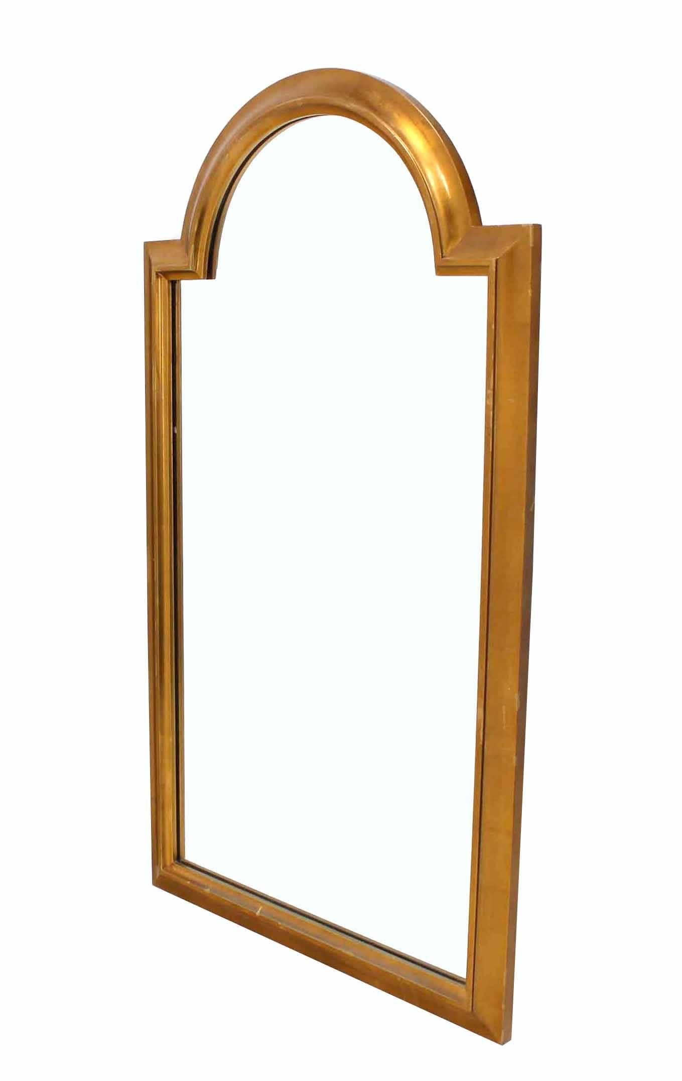 Gold Leaf Pair of Gold LaBarge Rectangle Arch Top Mirrors