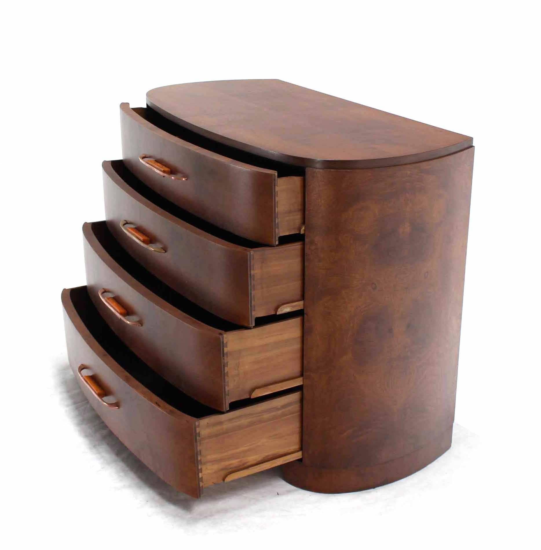 Kidney Shape Art Deco Burl Wood 4 Drawers Dresser In Excellent Condition In Rockaway, NJ