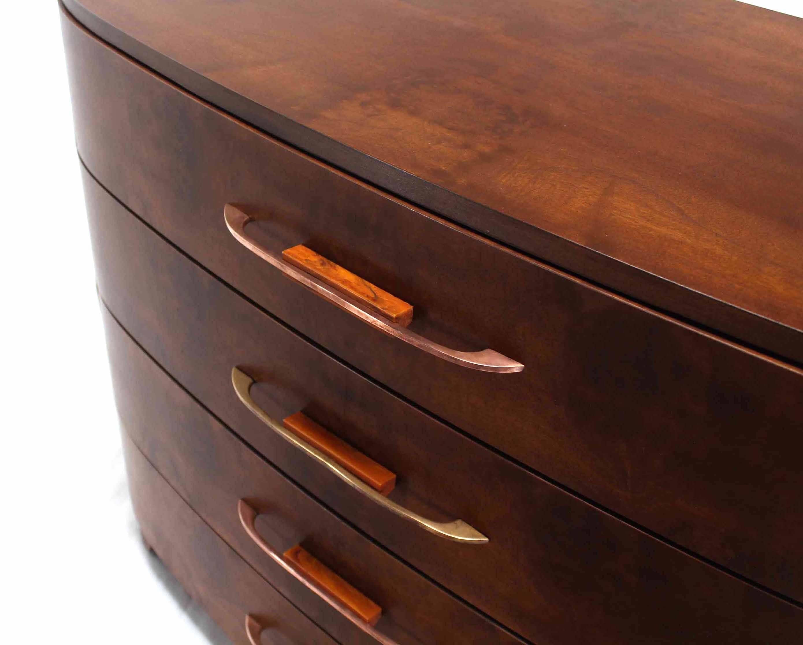 Lacquered Kidney Shape Art Deco Burl Wood 4 Drawers Dresser