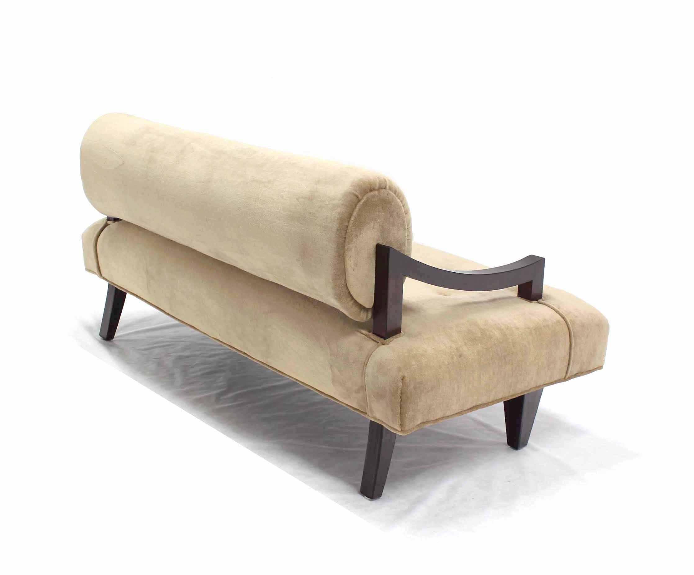 Mid-Century Modern Mid Century Loveseat Settee Newly Upholstered in Camel Mohair