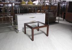 Walnut Square Occasional Glass Top Center Side Table