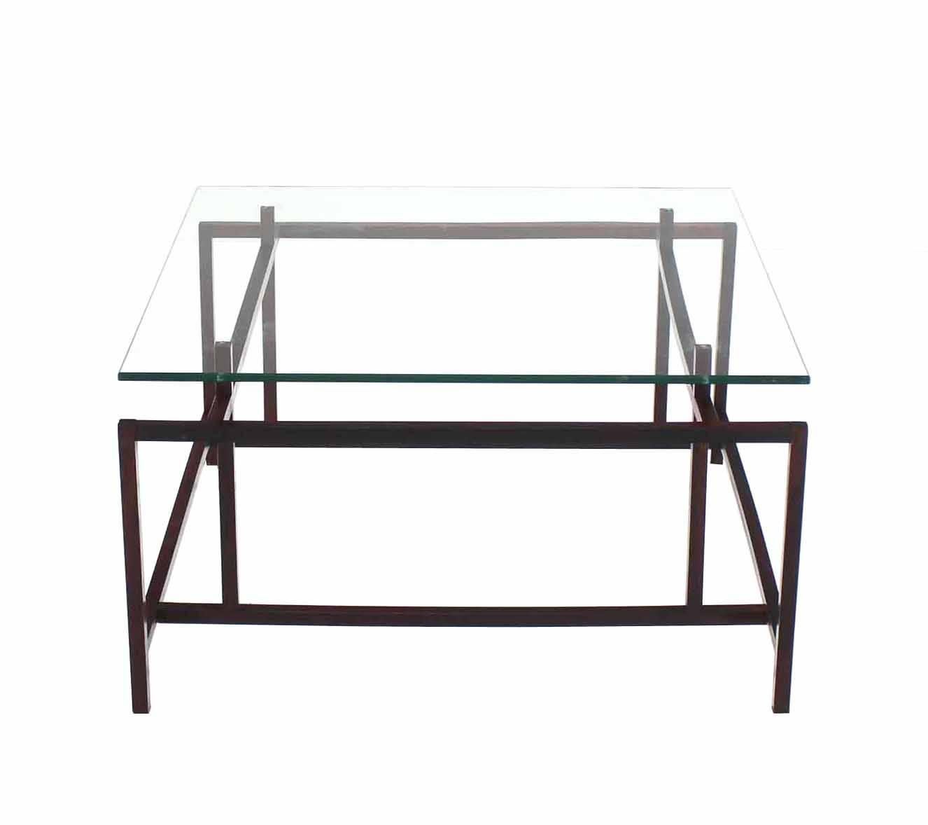 square glass top coffee table with metal base