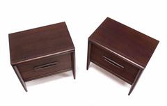 Pair of Walnut Mid-Century Nightstands