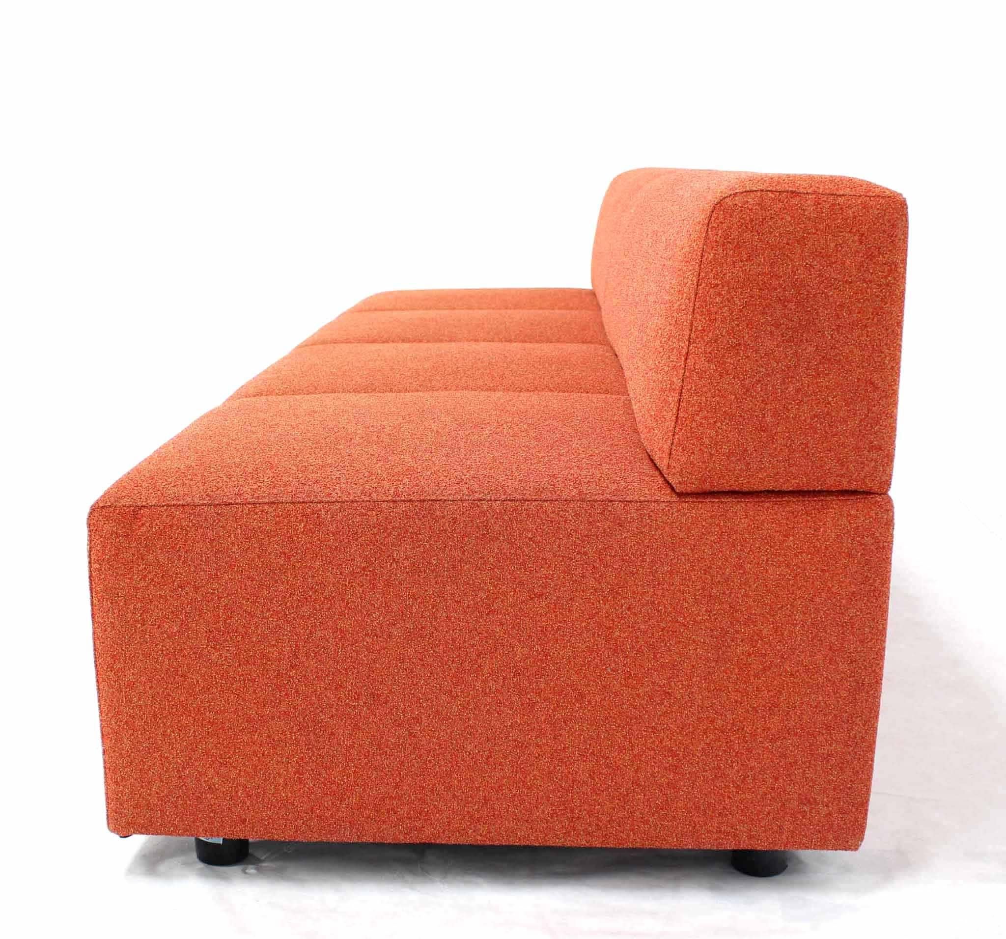 Mid-Century Modern Orange Upholstery Steelcase Sofa Booth