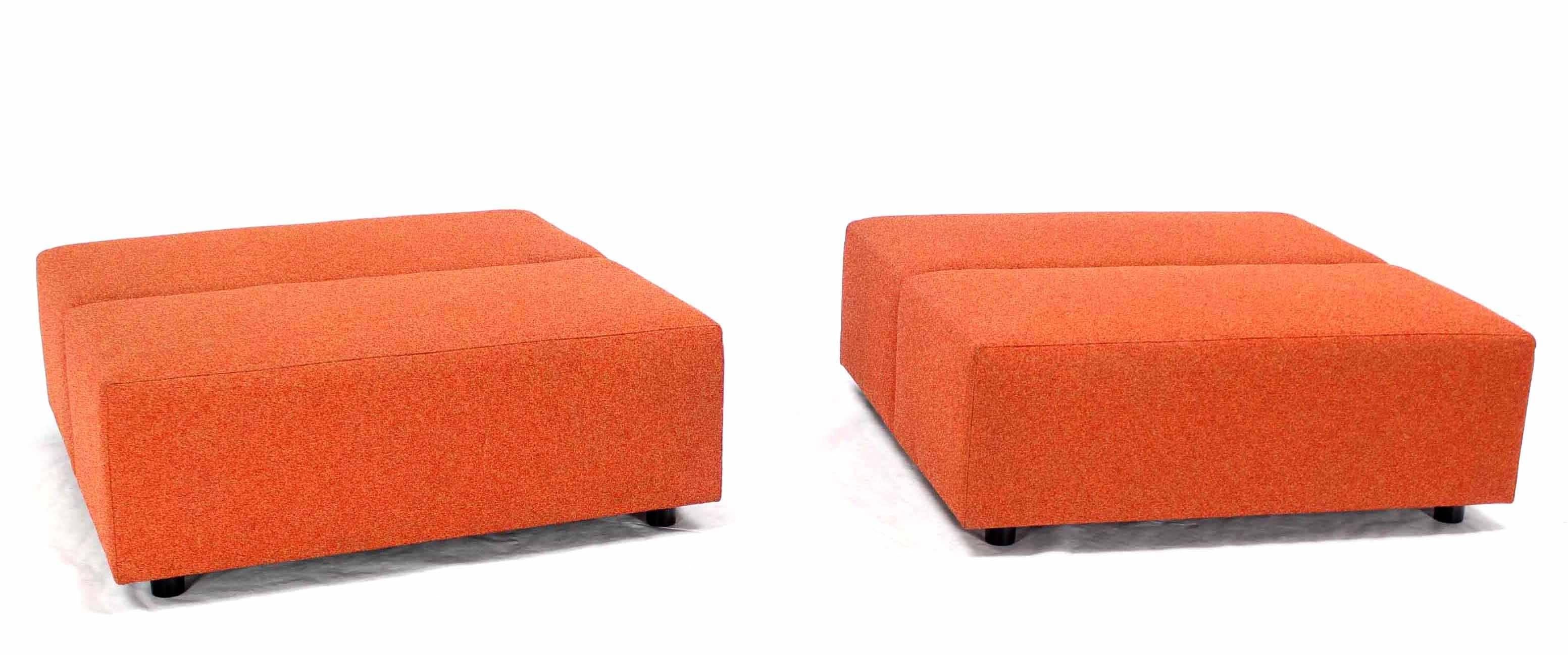 Pair of Large Oversize 4x4 Orange Upholstery Square Benches by Steelcase Sofa In Excellent Condition For Sale In Rockaway, NJ